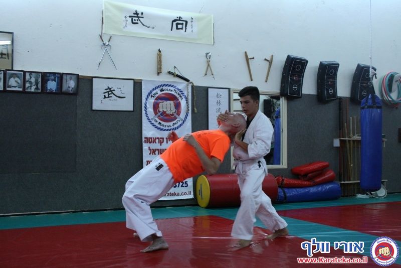 שיעור בו אורי בוסתן לימד הגנה על צד שלישי ועבודת סכין, ואורי וולף לימד את עקרונות השורין ריו קראטה ג'וטסו דרך בונקאי (יישום) של קאטה (תבנית)