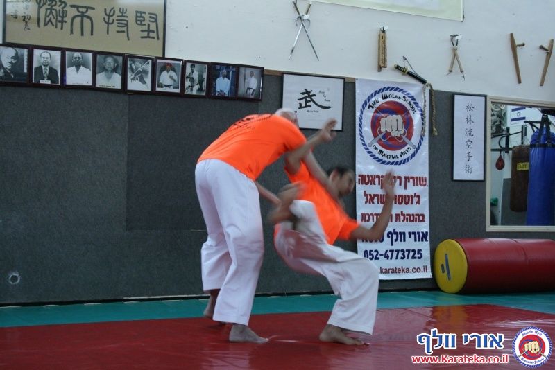 שיעור בו אורי בוסתן לימד הגנה על צד שלישי ועבודת סכין, ואורי וולף לימד את עקרונות השורין ריו קראטה ג'וטסו דרך בונקאי (יישום) של קאטה (תבנית)