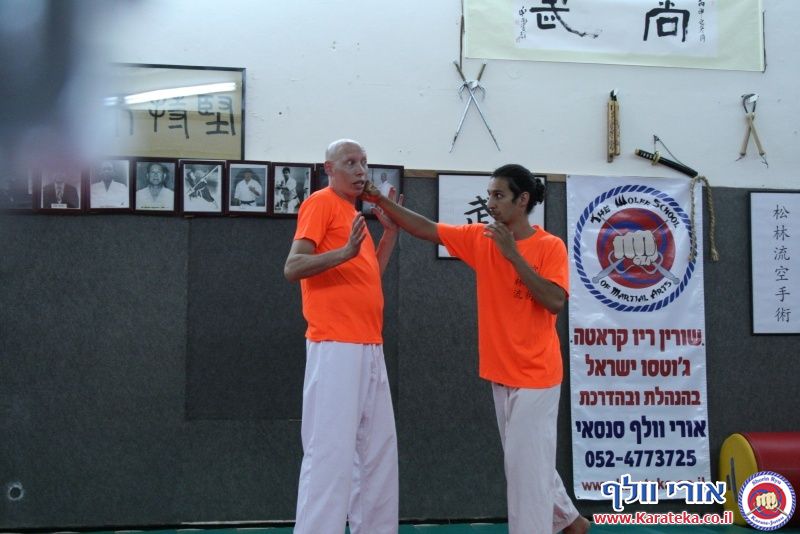 שיעור בו אורי בוסתן לימד הגנה על צד שלישי ועבודת סכין, ואורי וולף לימד את עקרונות השורין ריו קראטה ג'וטסו דרך בונקאי (יישום) של קאטה (תבנית)