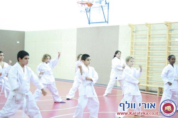 שיעורי קראטה לילדים בבית ספר ויצמן שביפו. האימונים מתקיימים בחסות עמותת בודו למען השלום.